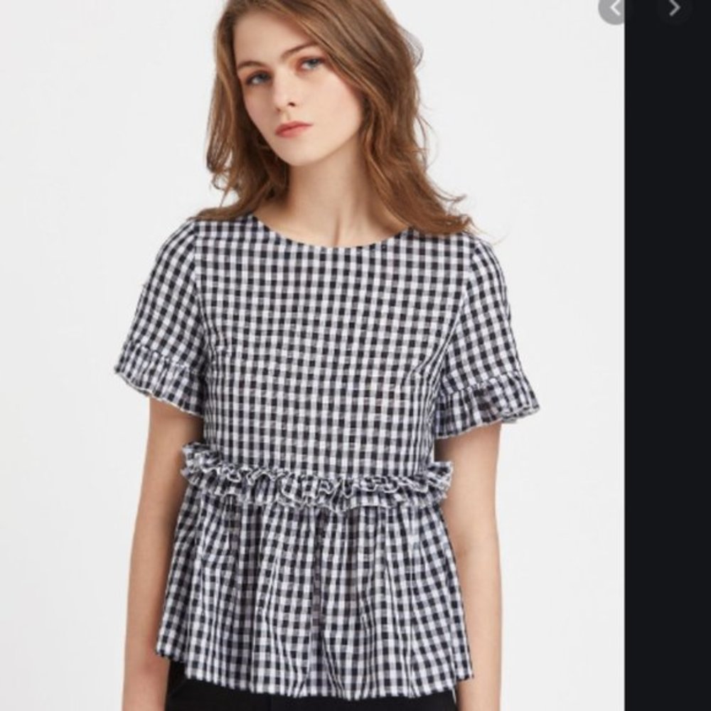 Gingham Top with Ruffle - Medium - Picture 1 of 4